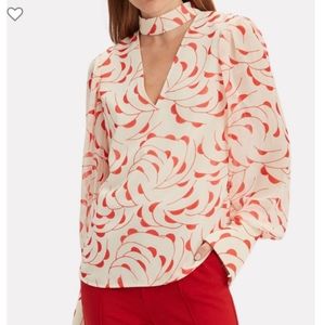 Self-Portrait High Neck Printed Blouse NWOT Size 6